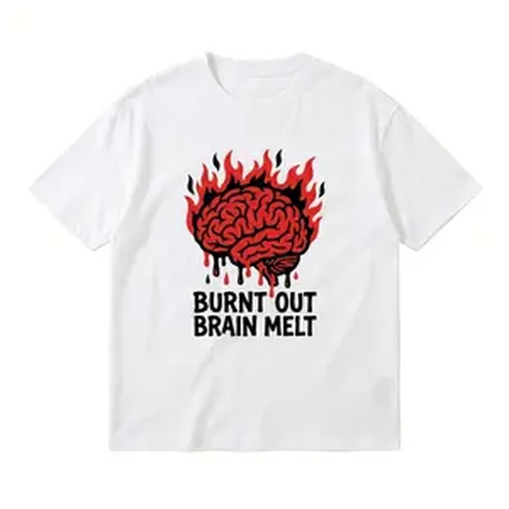 Summer Clothing Design - Camiseta masculina casual com estampa brain
