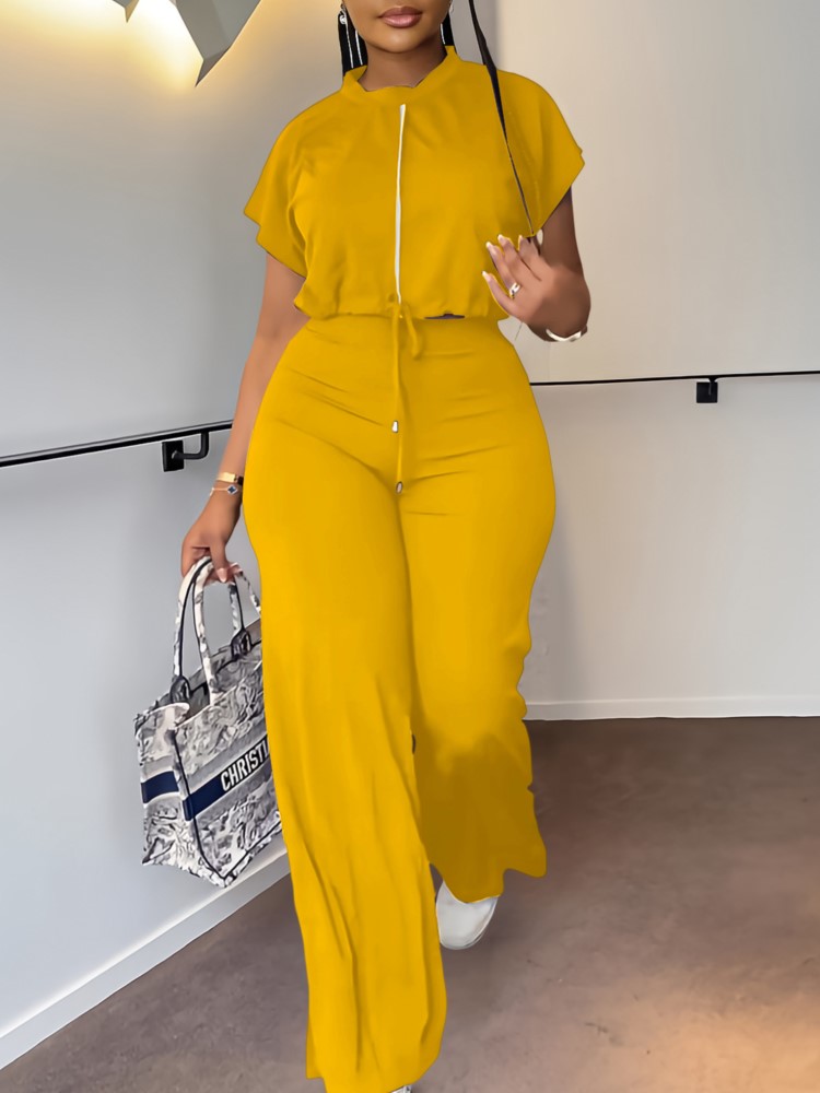 Summer Clothing Set For Girls - Feminino casual em torno do pescoço