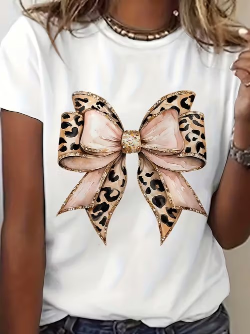 Summer Clothing Pictures - Camiseta Feminina Casual com Estampa Gráfica