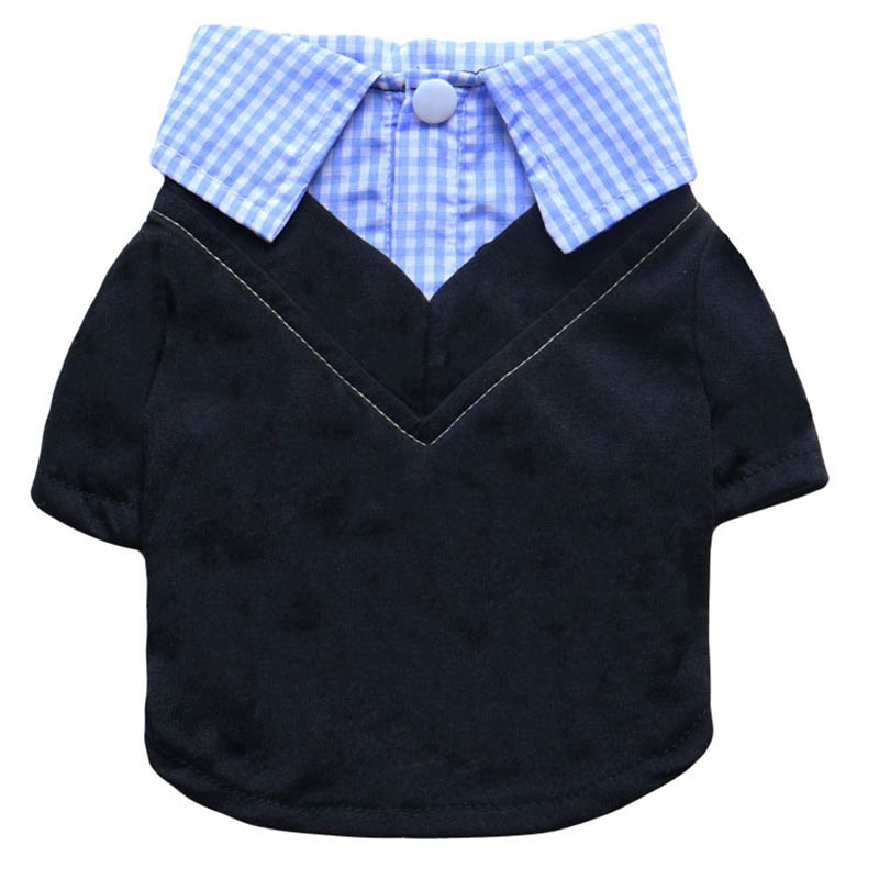 Summer Dog Clothing - Camisa do cão xadrez falso duas