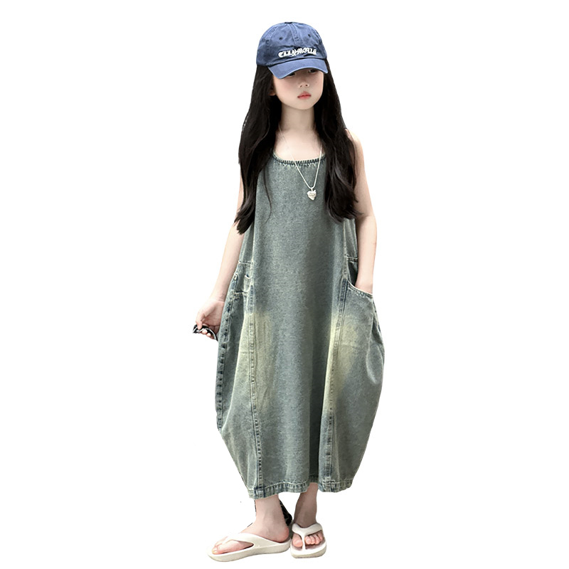 Summer Clothing For Girls - Vintage azul crianças meninas de alta
