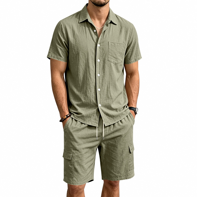 Summer Clothing Men Linen - Conjunto Masculino de Verão em Linho