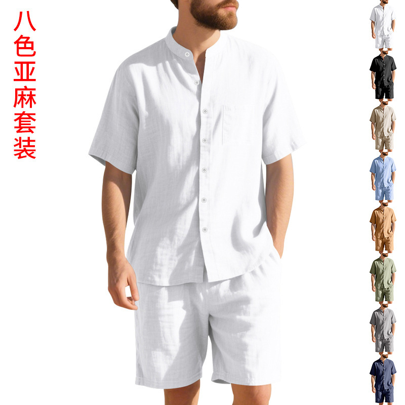Conjunto de verão masculino em - Summer Clothing Men Linen avaliação e preço