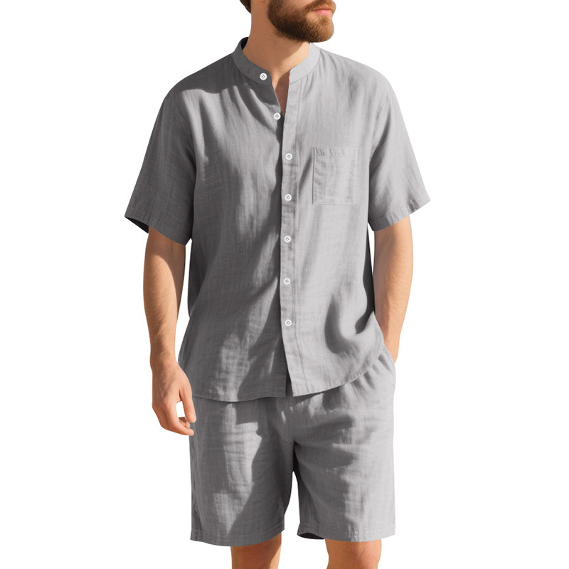 Conjunto de verão masculino em - Summer Clothing Men Linen avaliação e preço