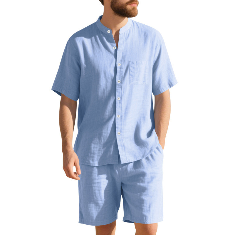 Conjunto de verão masculino em - Summer Clothing Men Linen avaliação e preço
