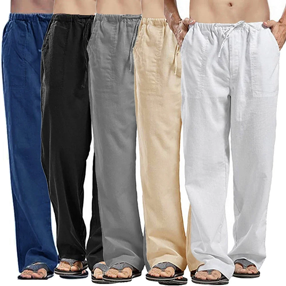 Calças casuais masculinas de l - Summer Clothing Men Linen avaliação e preço