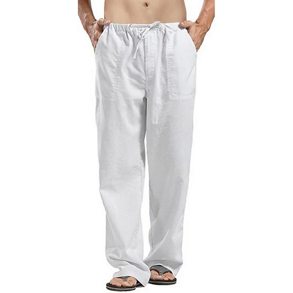 Calças casuais masculinas de l - Summer Clothing Men Linen avaliação e preço