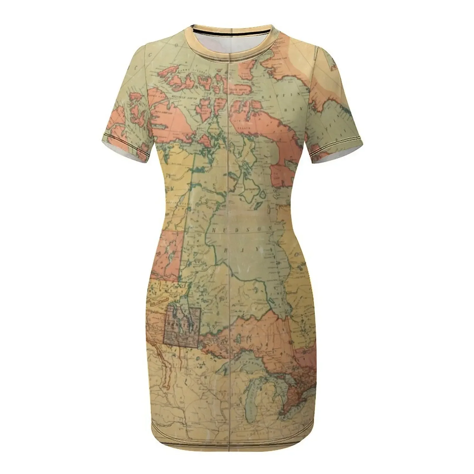 Vestido de manga curta com map - Summer Clothing Canada avaliação e preço