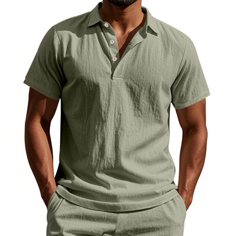 Camisa POLO de Linho de Alta Q - Summer Clothing Men Linen avaliação e preço