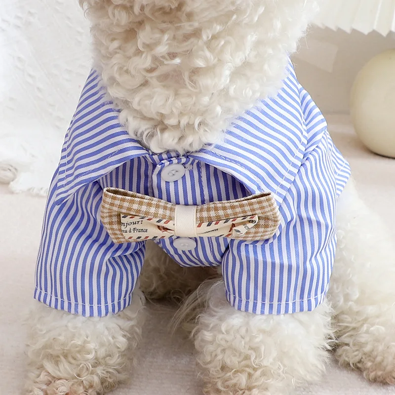 Bowknot listrado camisas para  - Summer Dog Clothing avaliação e preço